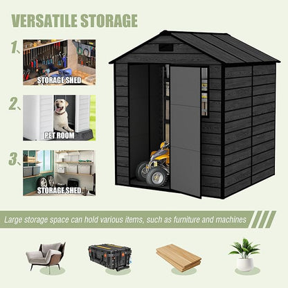 6x6 ft Outdoor Storage Shed, Garden Shed W/Window, Resin Storage Shed W/Air - Image 8