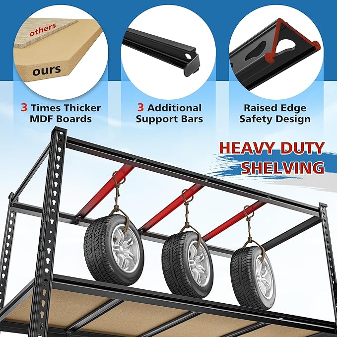 59.8" W Metal Shelving 59.8" H Storage Shelves 2200LBS Garage Shelving - Image 6