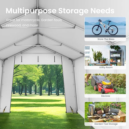 PHI VILLA 10'X15'*8.7' Outdoor Portable Storage Shelter Shed Garage - Image 2