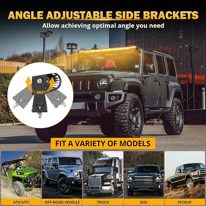 Auxbeam LED Straight Light Bar 50 Inch 288W Amber White Fog Lights, 6 Modes - Image 5