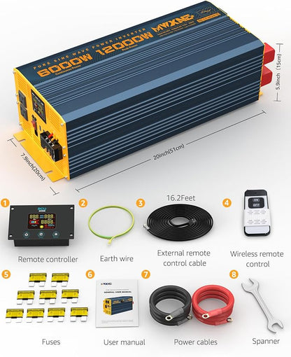 6000 Watt Power Inverter Pure Sine Wave 48V DC to 110V 120V Heavy Duty Inverter - Image 8