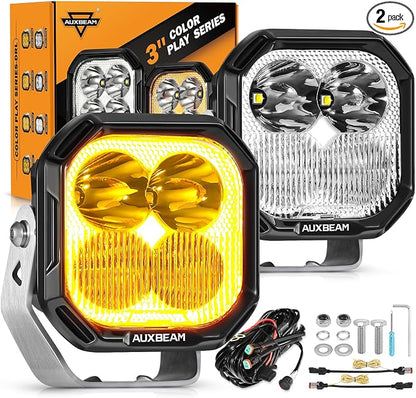 Auxbeam Color Play Series 3 Inch LED Pods, Offroad Light by Auxbeam