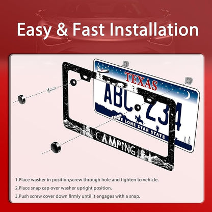 Camping License Plate Frame Forest Mountains License Plate Holder Funny - Image 3