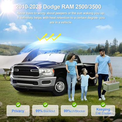 6pcs Car Window Shades for Dodge RAM 2500 3500 2010-2025 Accessories, - Image 2