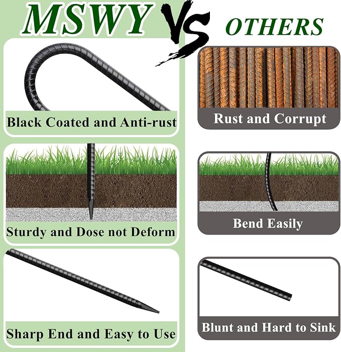 12 Inch Rebar Stakes 50 Pack J Hook Ground Stakes Heavy Duty Chain Link Fence - Image 3