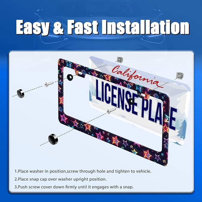 Colorful Stars License Plate Frame Starry Sky License Plate Holder Funny Car - Image 3