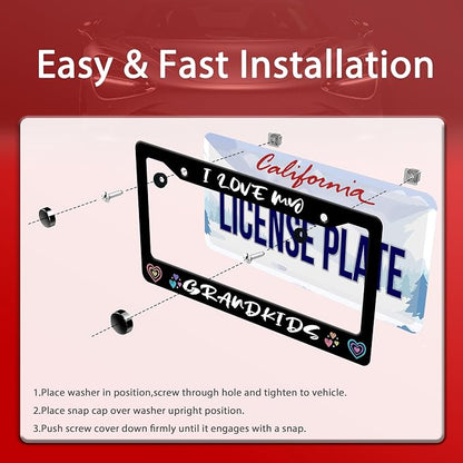 Personalized License Plate Frame I Love My Grandkids Stainless Steel Accessory - Image 4
