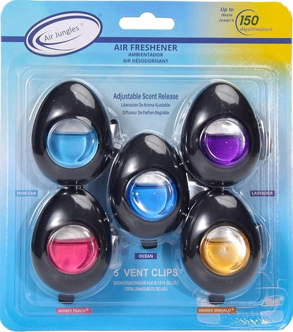 Air Jungles Car Air Freshener Vent Clip 5 Count, Variety Pack – New Car by AirJungles