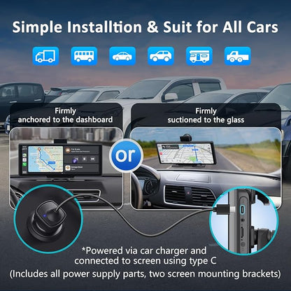 Apple carplay & Android Auto, Wireless Double din 10.26 inch Dash Cam - Image 5