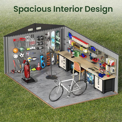GVDV 10x14 FT Outdoor Metal Storage Shed, Durable Garden Shed - Image 3