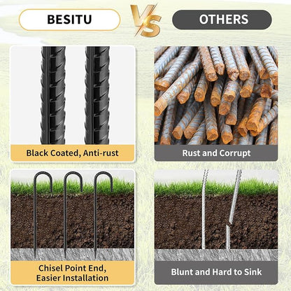 16 Inches 24-Pack J Hook Rebar Stakes Heavy Duty Tent Stakes - Image 3