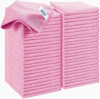 HOMEXCEL Pink Microfiber Cleaning Cloth, 50 Pack Cleaning Towels by HOMEXCEL