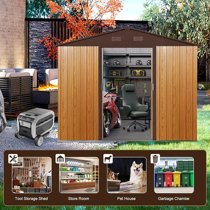 6x8 FT Outdoor Storage Shed, Metal Garden Shed - Image 6