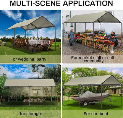 Grezone 10 x 20ft Heavy Duty Carport, Portable Car Tent Garage, All Season UV - Image 5