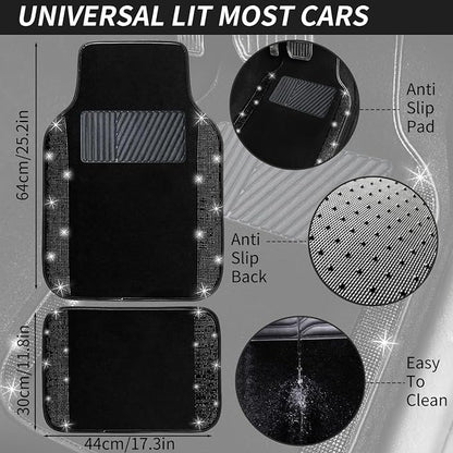 NBTEPEM Black Bling Car Floor Mats Full Set, Universal Fit Most Cars - Image 7