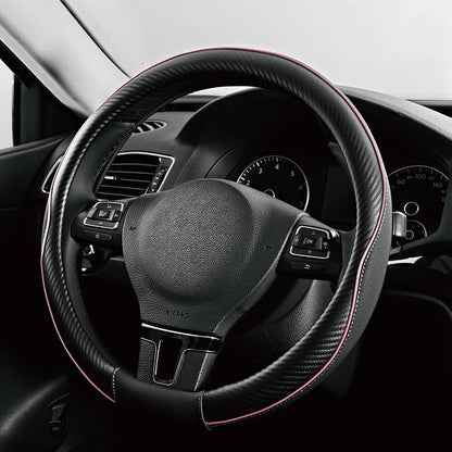 PIC AUTO Steering Wheel Cover, Sports Carbon Fiber and Super Breathable Leather by PICAUTO