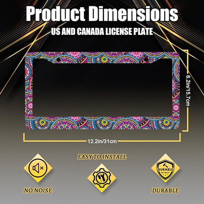 Purple Mandala License Plate Frame Hippie Boho License Plate Holder Stainless - Image 2