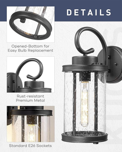 kudos Porch Lights Outdoor, 15.8 inch Large Cylinder Wall Light, E26 Sockets - Image 4