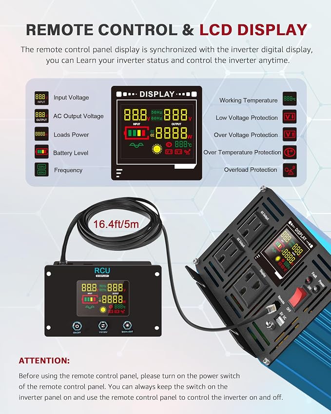 2000 Watt Inverter Pure Sine Wave DC 24V to 110V/120V AC Power Inverters - Image 4