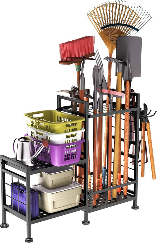 GIOTORENT 5 Tier Garden Tool Organizer, Metal Yard Tools Storage Rack, Garage by GIOTORENT