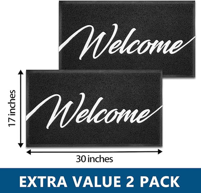 EARTHALL Door Mat 2-Pack Outside Inside Welcome Doormat 30"x17.5" Durable Floor - Image 3
