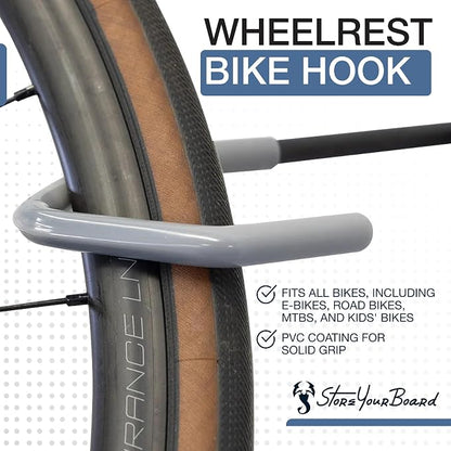 WheelRest Bike Hook, No-Lift Garage Bike Wall Mount 75lbs Max Load, Fits all - Image 3