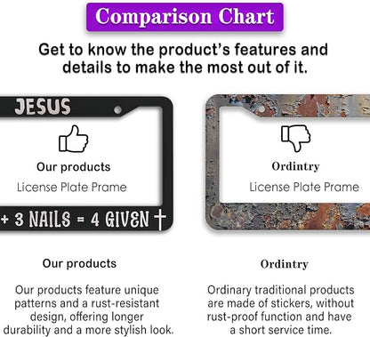 Fun License Plate Frame Cover Black and White License Plate Frames Jesus 1 - Image 6
