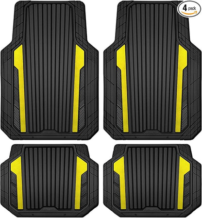 CAR PASS Yellow Car Mats Metallic, Aluminum Film All Weather Rubber Lemon by CARPASS