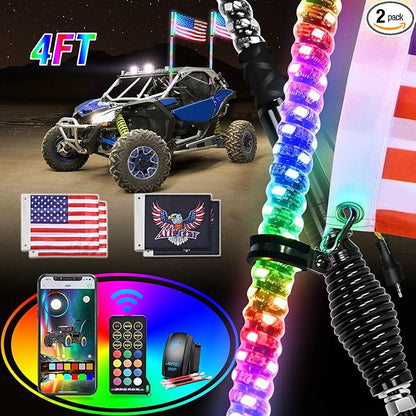 Nilight 2PCS 4FT RGB LED Whip Light by Nilight