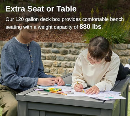 EAST OAK Outdoor Storage Box, 120 Gallon Deck Box - Image 4