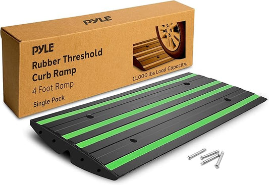 Pyle 4 ft. Rubber Threshold Curb Ramp, Heavy Duty, Non-Slip Car Ramp by PyleUSA