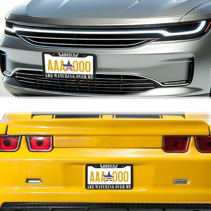 Car Plate Frames Black and White License Plate Protector Angels are Watching - Image 8