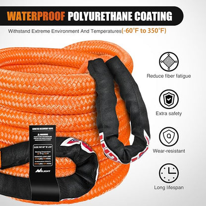 Nilight Kinetic Recovery Rope 28, 600LBS 7/8" x 20ft Snatch Strap Heavy Duty - Image 4