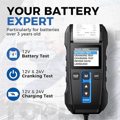 Car Battery Tester 12V 24V 100-2000CCA Lead-Acid Battery, TOPDON BT300P - Image 2