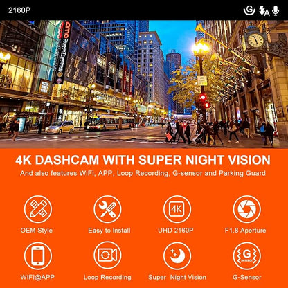 Front 4K & Rear 1080P Dash Cam Custom fit - Image 8