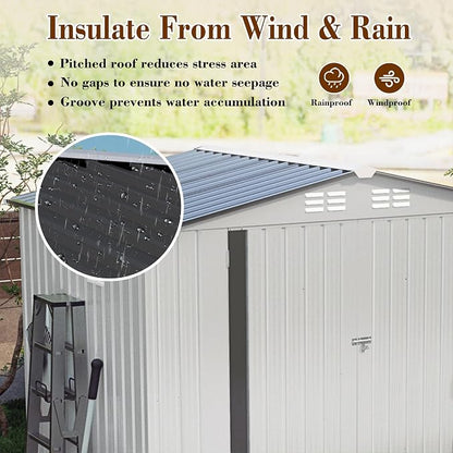 6x3.6FT Storage Shed, Outdoor Galvanized Steel Garden Shed - Image 2