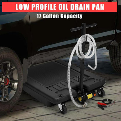 ‌17 Gal Electric Oil Drain Pan, Low Profile Mobile Oil Changing Pan - Image 4