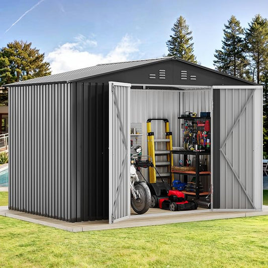DWVO Storage Shed 9x6 FT for Bicycle Functional Metal Tool Shelter Garden by DWVO