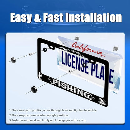 Fishing License Plate Frame Personalised License Plate Stainless Steel Funny - Image 3