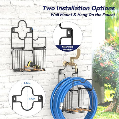 Garden Hose Holders for Outside Metal Water Hose Holder Wall Mount Hose Hanger - Image 3