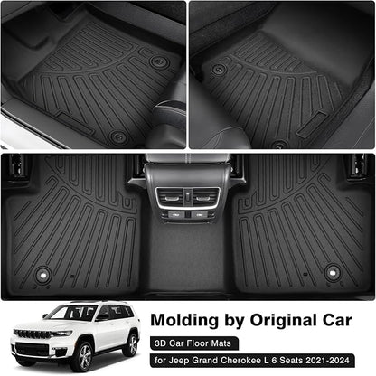 Powerty Floor Mats for 2021-2025 Jeep Grand Cherokee L 6 Seats Accessories All - Image 2