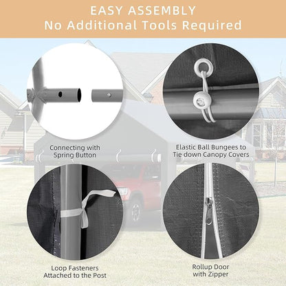 JY QAQA Carport, 12x20 FT Heavy Duty Carport - Image 3