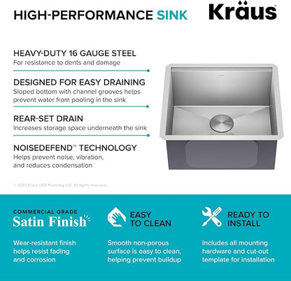 KRAUS Kore 21-Inch Undermount Workstation 16 Gauge Single Bowl Stainless Steel - Image 5