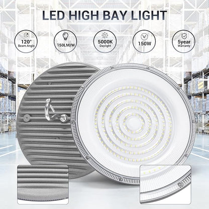 10 Pack 150W UFO Led High Bay Light, 5000K Daylight Commercial Bay Lighting - Image 5