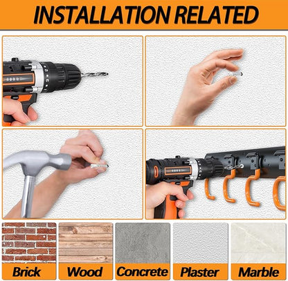 3-H 24×16" All Metal Garden Tool Organizer Wall Mount, Broom Holder Wall Mount - Image 4