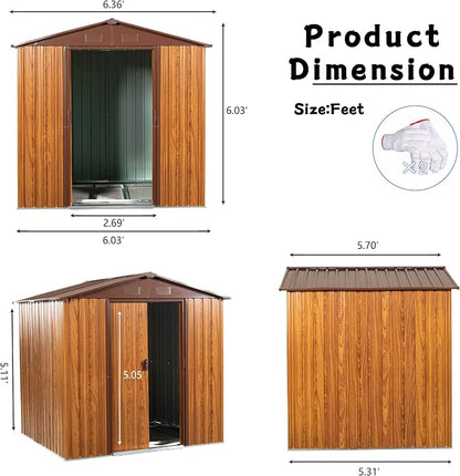 6x6 FT Outdoor Storage Shed, Metal Garden Shed - Image 8