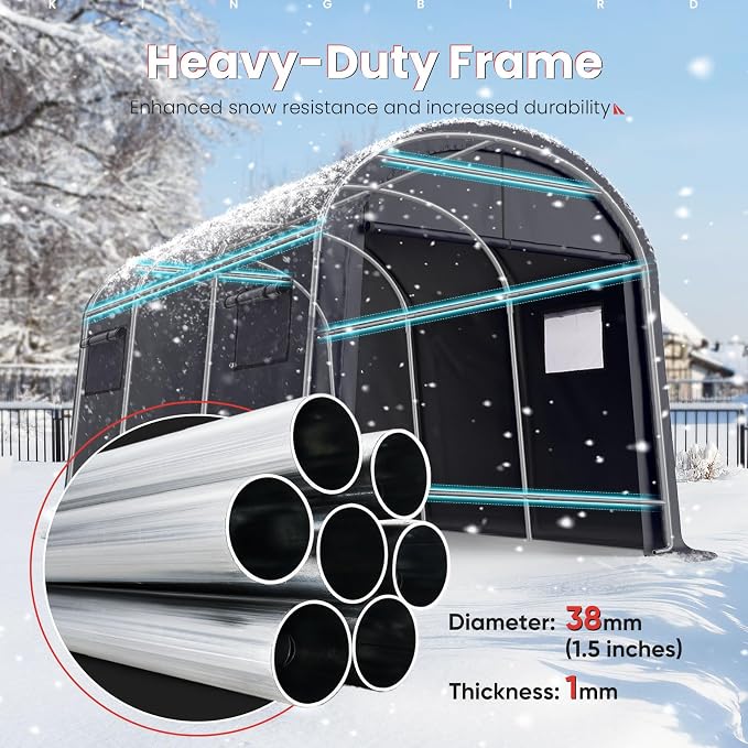 KING BIRD 10' x 15' Heavy Duty Round Style Carport - Image 2