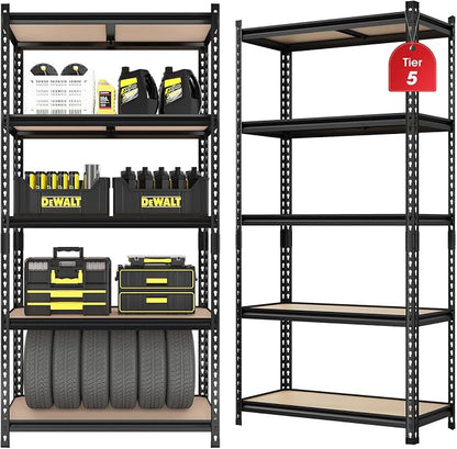 2 Pack 5 Tier Garage Shelving Unit, Adjustable Garage Storage Utility Rack by Unknown