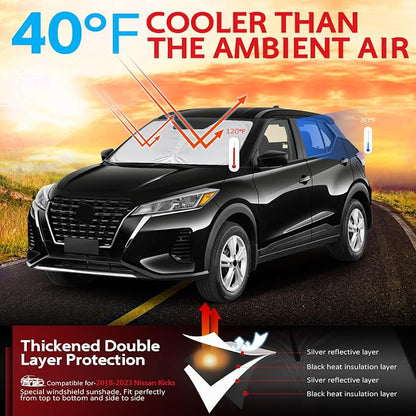 KAYZT Windshield Sun Shade for 2018-2024 Nissan Kicks Foldable Sunshade Front - Image 2