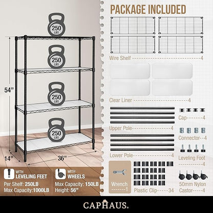 CAPHAUS NSF Adjustable Height Wire Shelving Unit w/Liner, Basement Storage - Image 3